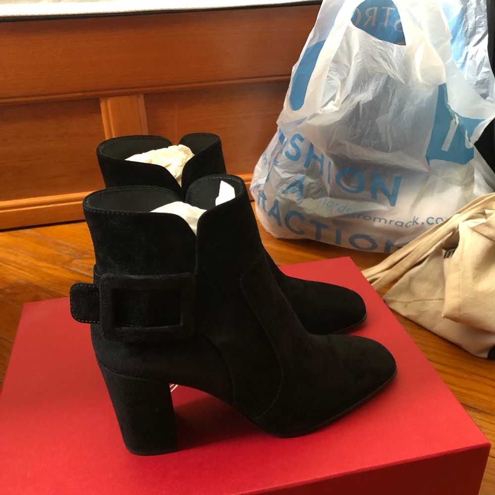 Roger Vivier Black Suede Polly Buckle Boots